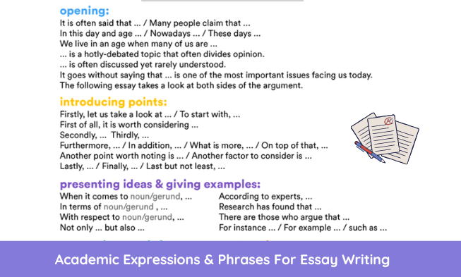 phrases to use in an essay