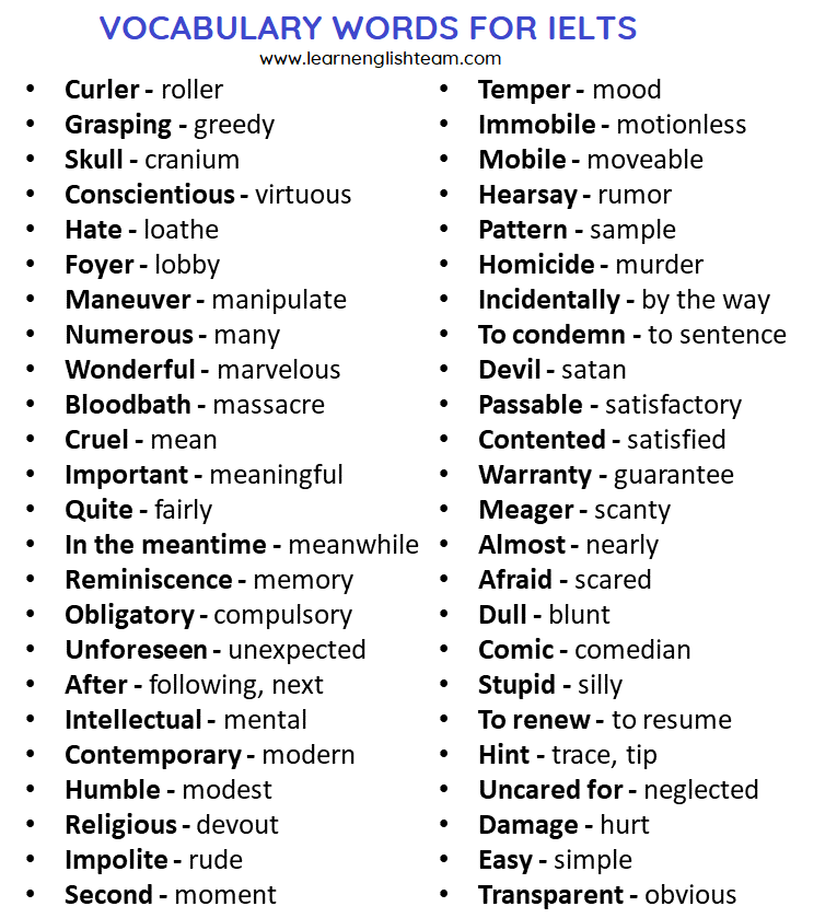 good vocabulary words to use in ielts writing