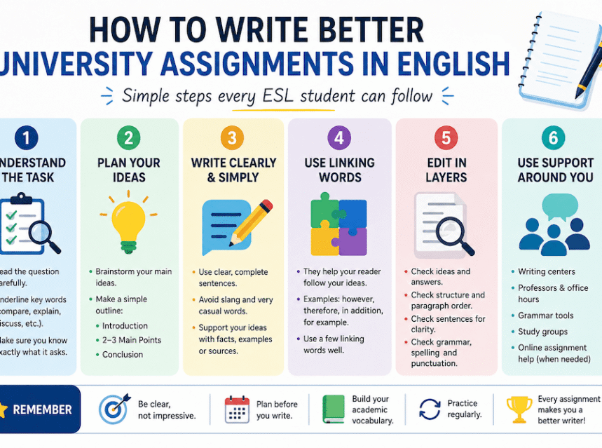 How to Write University Assignments in English | ESL Student Guide ad-mania